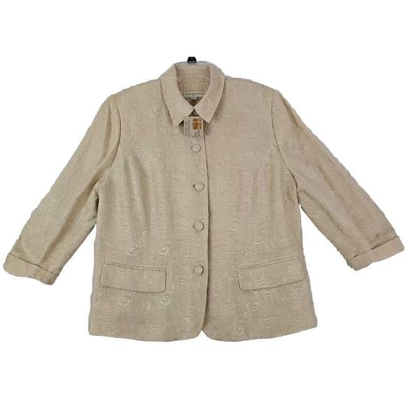 AMANDA SMITH Suit ~Woman Plus Size 16W~ Beige Texture Fabric Jacket Blazer NWOT. - Picture 1 of 9
